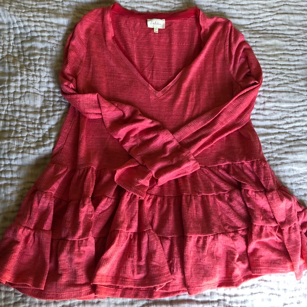 Pretty pink textures Anthropologie tunic